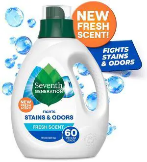 90 fl oz Plant-Based Laundry Detergent, Essential Oil Fresh Scent, Dye & Artificial Fragrance Free, Stain & Odor Remover 90 fl oz Plant-Based Laundry Detergent, Essential Oil Fresh Scent, Dye & Artificial Fragrance Free, Stain & Odor Remover