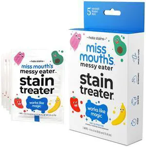 Messy Eater Stain Treater Wipes 5 Pack, Gentle Stain Remover for Baby & Kids, Works on Food, Grease & Coffee Stains Messy Eater Stain Treater Wipes 5 Pack, Gentle Stain Remover for Baby & Kids, Works on Food, Grease & Coffee Stains