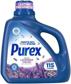150 fl oz Lavender Scent Liquid Laundry Detergent, Stain Fighting Formula, Works in All Water Temperatures 150 fl oz Lavender Scent Liquid Laundry Detergent, Stain Fighting Formula, Works in All Water Temperatures
