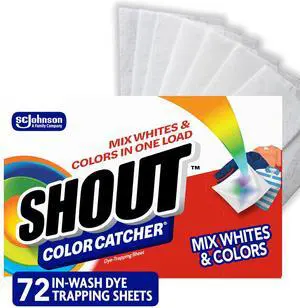 72 Sheets Laundry Color Catcher Sheets, Traps Loose Dyes, Safe for All Colorfast Washable Fabrics 72 Sheets Laundry Color Catcher Sheets, Traps Loose Dyes, Safe for All Colorfast Washable Fabrics