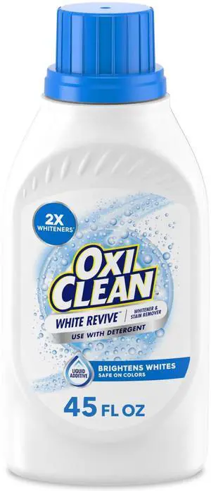 45 fl oz Laundry Whitening Liquid Additive, Revives Dingy Whites, Stain Remover for MachineWashable Fabrics 45 fl oz Laundry Whitening Liquid Additive, Revives Dingy Whites, Stain Remover for MachineWashable Fabrics