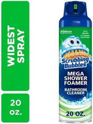 Scrubbing Bubbles Mega Shower Foamer Aerosol Rainshower Scent 20 oz, WideSpray Foaming Bathroom Cleaner for Tub, Tile & Shower Scrubbing Bubbles Mega Shower Foamer Aerosol Rainshower Scent 20 oz, WideSpray Foaming Bathroom Cleaner for Tub, Tile & Shower