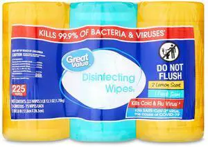 Disinfecting HardSurface Wipes Lemon & Fresh Scent 3Pack, 225 Total Count, MultiPurpose Household Cleaning Wipes Disinfecting HardSurface Wipes Lemon & Fresh Scent 3Pack, 225 Total Count, MultiPurpose Household Cleaning Wipes