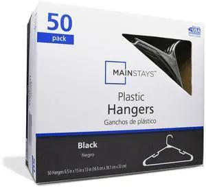 50Pack Black Plastic Clothing Hangers, Sturdy LightWeight Hangers for Home, Office and Travel Garment Organization 50Pack Black Plastic Clothing Hangers, Sturdy LightWeight Hangers for Home, Office and Travel Garment Organization