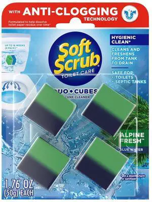 4Pack AlpineFresh InTank Toilet Cleaning Cubes, AntiClogging Formula, Fights Limescale & HardWater Rings, Up To 4Week PerCube Freshness 4Pack AlpineFresh InTank Toilet Cleaning Cubes, AntiClogging Formula, Fights Limescale & HardWater Rings, Up To 4Week PerCube Freshness
