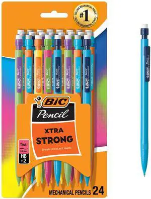 BIC 24Pack XtraStrong Mechanical Pencils 0.9mm No.2, BreakResistant Lead, NoSharpening Click Pencils for Student Classroom & Exam Use BIC 24Pack XtraStrong Mechanical Pencils 0.9mm No.2, BreakResistant Lead, NoSharpening Click Pencils for Student Classroom & Exam Use