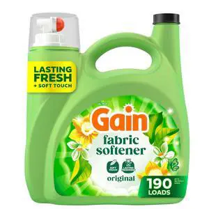Gain 140 fl oz Original Scent Fabric Softener Conditioner, 190Load Capacity, Delivers Softness & LongLasting Freshness for All Fabric Types Gain 140 fl oz Original Scent Fabric Softener Conditioner, 190Load Capacity, Delivers Softness & LongLasting Freshness for All Fabric Types