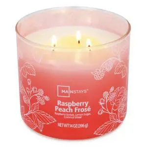 Mainstays 3Wick Ombre Wrap Scented Candle, Raspberry Peach Fragrance, 14 oz Container Candle Mainstays 3Wick Ombre Wrap Scented Candle, Raspberry Peach Fragrance, 14 oz Container Candle