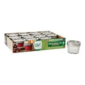 Ball 4oz Quilted Regular Mouth Jelly Mason Jars, Decorative Glass Preserving Jars with Lids and Bands, 12 Pack Ball 4oz Quilted Regular Mouth Jelly Mason Jars, Decorative Glass Preserving Jars with Lids and Bands, 12 Pack