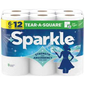 Sparkle TearASquare Paper Towels, 6 Double Rolls, 2Ply, MultiSize Tear Sheets, 110 Sheets Per Roll Sparkle TearASquare Paper Towels, 6 Double Rolls, 2Ply, MultiSize Tear Sheets, 110 Sheets Per Roll
