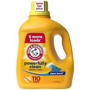 ARM & HAMMER 110 fl oz Clean Burst Laundry Detergent, Concentrated StainFighting Formula for All Washing Machines, 110 Loads ARM & HAMMER 110 fl oz Clean Burst Laundry Detergent, Concentrated StainFighting Formula for All Washing Machines, 110 Loads