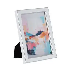 DesignOvation White Silver 5"×7" Photo Frame, Dual Tabletop / Wall Display, Protective Glass Cover for Pictures DesignOvation White Silver 5"×7" Photo Frame, Dual Tabletop / Wall Display, Protective Glass Cover for Pictures