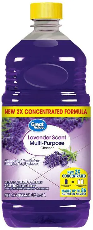Great Value 56 fl oz Lavender Scent Concentrated MultiSurface Cleaner for Home GeneralPurpose Cleaning Great Value 56 fl oz Lavender Scent Concentrated MultiSurface Cleaner for Home GeneralPurpose Cleaning