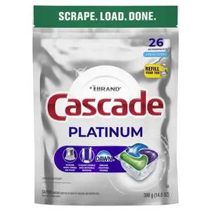 Cascade 26Count Platinum ActionPacs Dishwasher Tabs, EnzymePowered SpotResistant Dishwasher Pods with Dawn GreaseCleaning Power Cascade 26Count Platinum ActionPacs Dishwasher Tabs, EnzymePowered SpotResistant Dishwasher Pods with Dawn GreaseCleaning Power