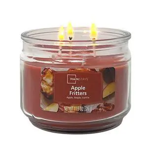Mainstays Apple Fritter 3Wick Glass Jar Scented Candle, 11.5oz, Palm Wax Construction, 4"×4"×3.2" Mainstays Apple Fritter 3Wick Glass Jar Scented Candle, 11.5oz, Palm Wax Construction, 4"×4"×3.2"