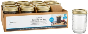 Mainstays RegularMouth HalfPint Mason Canning Jars, 8 oz, 12Pack with Lids & Bands, Clear Glass Storage Jars for Kitchen & Canning Mainstays RegularMouth HalfPint Mason Canning Jars, 8 oz, 12Pack with Lids & Bands, Clear Glass Storage Jars for Kitchen & Canning