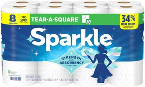 Sparkle TearASquare Paper Towels, 8 Double Rolls, 110 2Ply Sheets Per Roll, MultiSize Tear Sheets for Household Kitchen CleanUp Sparkle TearASquare Paper Towels, 8 Double Rolls, 110 2Ply Sheets Per Roll, MultiSize Tear Sheets for Household Kitchen CleanUp