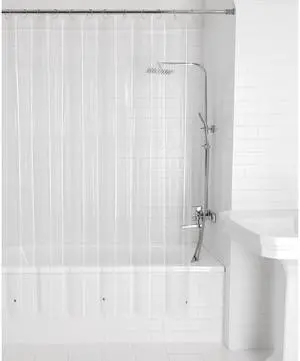 Mainstays LightWeight Clear PEVA Shower Curtain Liner, 70" × 71", Reinforced Buttonhole Top, Waterproof Bathroom Shower Liner Mainstays LightWeight Clear PEVA Shower Curtain Liner, 70" × 71", Reinforced Buttonhole Top, Waterproof Bathroom Shower Liner