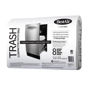 BestAir Heavy Duty Paper Trash Compactor Bags, Pre-Cuffed, 8 Bags for Your Home BestAir Heavy Duty Paper Trash Compactor Bags, Pre-Cuffed, 8 Bags for Your Home