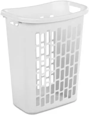 Mainstays Rectangular Open Plastic Hamper, for Narrow Spaces, White, Adult Mainstays Rectangular Open Plastic Hamper, for Narrow Spaces, White, Adult
