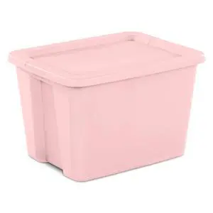 Sterilite Large Storage Bin, 18 Gallon Plastic Storage Container with Snap-On Lid, Pink Sterilite Large Storage Bin, 18 Gallon Plastic Storage Container with Snap-On Lid, Pink