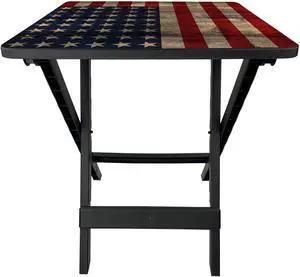Ozark Trail 19-inch Plastic Folding Outdoor Camp Side Table, Flag Print Ozark Trail 19-inch Plastic Folding Outdoor Camp Side Table, Flag Print