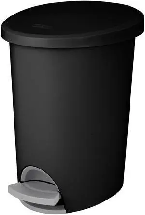 Sterilite Small Bathroom Trash Can, 2.6 Gallon Plastic Garbage Bucket Bin with Step Lid, Black Sterilite Small Bathroom Trash Can, 2.6 Gallon Plastic Garbage Bucket Bin with Step Lid, Black
