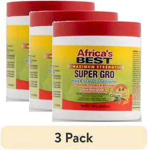 (3 pack) Africas Best Maximum Strength Super Gro Hair & Scalp Conditioner, 5.25 oz ., Moisturizing (3 pack) Africas Best Maximum Strength Super Gro Hair & Scalp Conditioner, 5.25 oz ., Moisturizing