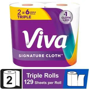 Viva Signature Cloth Paper Towels, 129 Sheets per Roll, 2 Triple Rolls Viva Signature Cloth Paper Towels, 129 Sheets per Roll, 2 Triple Rolls