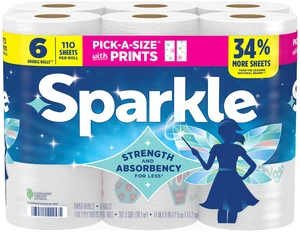 Sparkle PickASize Printed Paper Towels, 6 Double Rolls, 110 Sheets Per Roll, MultiColor Printed 2Ply Household Towels Sparkle PickASize Printed Paper Towels, 6 Double Rolls, 110 Sheets Per Roll, MultiColor Printed 2Ply Household Towels