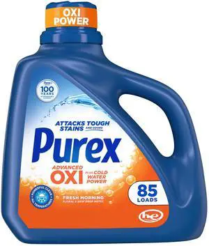 Purex Advanced Oxi with Odor Fighter Liquid Laundry Detergent, Fresh Morning Scent, 128 fl oz, 85 Loads, HECompatible Purex Advanced Oxi with Odor Fighter Liquid Laundry Detergent, Fresh Morning Scent, 128 fl oz, 85 Loads, HECompatible