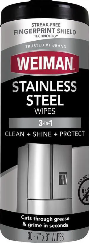 Weiman Stainless Steel Cleaner & Polisher Wipes, 30Count, StreakFree Shine for Kitchen Appliances & Outdoor Grills Weiman Stainless Steel Cleaner & Polisher Wipes, 30Count, StreakFree Shine for Kitchen Appliances & Outdoor Grills