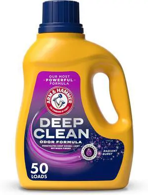 1. ARM & HAMMER Deep Clean Odor Formula Liquid Laundry Detergent, Radiant Burst Scent, 75 fl oz, 50 Loads, HECompatible 1. ARM & HAMMER Deep Clean Odor Formula Liquid Laundry Detergent, Radiant Burst Scent, 75 fl oz, 50 Loads, HECompatible