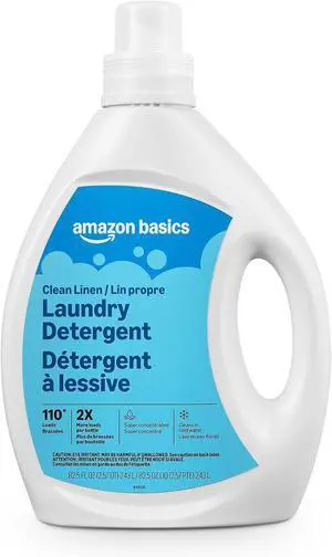 Amazon Basics Concentrated Liquid Laundry Detergent, Clean Linen Scent, 82.5 fl oz, 110 Loads, HE & Standard Washer Compatible Amazon Basics Concentrated Liquid Laundry Detergent, Clean Linen Scent, 82.5 fl oz, 110 Loads, HE & Standard Washer Compatible