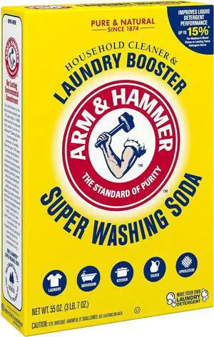 ARM & HAMMER Super Washing Soda Household Cleaner & Laundry Booster, 55 oz Box, FragranceFree & PhosphateFree ARM & HAMMER Super Washing Soda Household Cleaner & Laundry Booster, 55 oz Box, FragranceFree & PhosphateFree