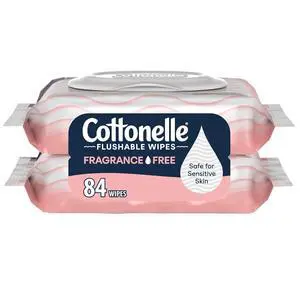 Cottonelle Fragrance Free Flushable Wipes, 2-Pack, 42 Wipes per Pack Cottonelle Fragrance Free Flushable Wipes, 2-Pack, 42 Wipes per Pack