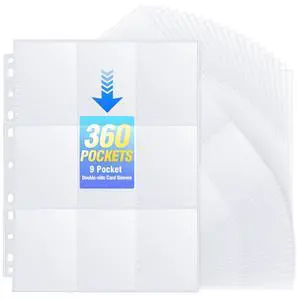 360 Pockets Double-Sided 9 Pocket Trading Card Pages for 3 Ring Binder, Clear Plastic Sleeves for Sport Cards, Business Cards, Game Cards, Photos (20 Pack) 360 Pockets Double-Sided 9 Pocket Trading Card Pages for 3 Ring Binder, Clear Plastic Sleeves for Sport Cards, Business Cards, Game Cards, Photos (20 Pack)