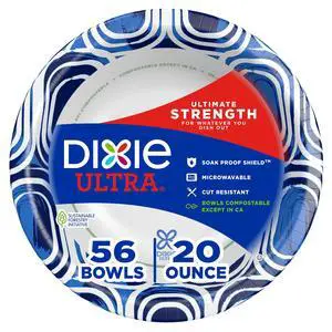 Dixie Ultra Large 20oz Paper Bowls, 56 Count Dixie Ultra Large 20oz Paper Bowls, 56 Count