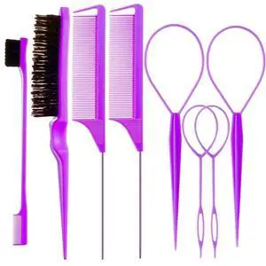 ZVOREI 8PS Comb Hair Brushes Set, Purple ZVOREI 8PS Comb Hair Brushes Set, Purple