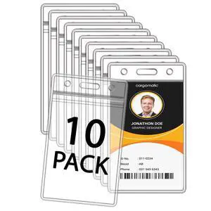 Clear Plastic Name Badge Holders, Lanyard Sleeves for ID Badges (10 Pcs, Vertical) Clear Plastic Name Badge Holders, Lanyard Sleeves for ID Badges (10 Pcs, Vertical)