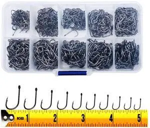 300PCS High-Carbon Steel Barbed Fishing Hooks, 10 Sizes, Small 300PCS High-Carbon Steel Barbed Fishing Hooks, 10 Sizes, Small