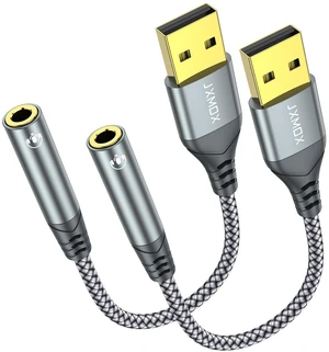 JXMOX USB-A to 3.5mm TRRS 4-Pole Female External Stereo Sound Card (2-Pack) for Headphones, Mac, PS4, PS5, PC, Laptops, Desktops JXMOX USB-A to 3.5mm TRRS 4-Pole Female External Stereo Sound Card (2-Pack) for Headphones, Mac, PS4, PS5, PC, Laptops, Desktops
