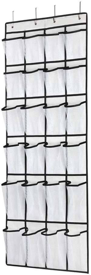 SAVERHO Over the Door Shoe Organizer, 24 Mesh Large Pockets Hanging Shoe Storage Rack for Men Women Kids, White SAVERHO Over the Door Shoe Organizer, 24 Mesh Large Pockets Hanging Shoe Storage Rack for Men Women Kids, White