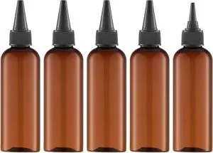 Tekson Hair Color Applicator Bottles, 5 Pack Refillable Squeeze Bottle, Empty Plastic Twist Top Cap Bottles (3.4 OZ, Amber) Tekson Hair Color Applicator Bottles, 5 Pack Refillable Squeeze Bottle, Empty Plastic Twist Top Cap Bottles (3.4 OZ, Amber)