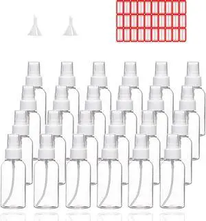 Spray Bottles, 24 Pack 50 Milliliter 2 Ounce Clear Empty Fine Mist Plastic Mini Travel Bottle Set, Small Refillable Liquid Containers Spray Bottles, 24 Pack 50 Milliliter 2 Ounce Clear Empty Fine Mist Plastic Mini Travel Bottle Set, Small Refillable Liquid Containers
