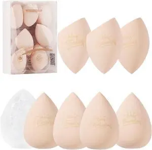 Real Perfection Makeup Sponge Set Blender Sponges, Latex-Free Beauty Makeup Sponges 7 pcs with 1 Travel Container Case for Blending Foundation Liquid Cream and Powder (Beige) Real Perfection Makeup Sponge Set Blender Sponges, Latex-Free Beauty Makeup Sponges 7 pcs with 1 Travel Container Case for Blending Foundation Liquid Cream and Powder (Beige)