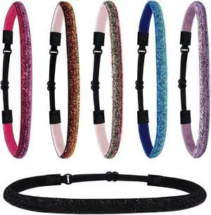 6 Glitter Headbands for Women,Adjustable Headband for Women,Soft Headbands,Non Slip Thin Elastic Hair Bands Stretch Sport Headband,Sparkly Bling Headband Hair Accessories 6 Glitter Headbands for Women,Adjustable Headband for Women,Soft Headbands,Non Slip Thin Elastic Hair Bands Stretch Sport Headband,Sparkly Bling Headband Hair Accessories