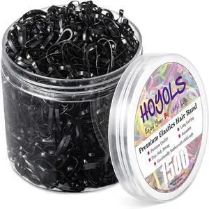HOYOLS Black Elastic Hair Ties, 1500 Pcs Mini Rubber Bands | Small TPU Elastics with Gentle No-Snag Hold for Ponytails, Braids and Daily Styling for Women and Teens HOYOLS Black Elastic Hair Ties, 1500 Pcs Mini Rubber Bands | Small TPU Elastics with Gentle No-Snag Hold for Ponytails, Braids and Daily Styling for Women and Teens