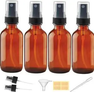 LANBEAUTIFY 4 oz Amber Glass Spray Bottles - Small Empty Fine Mist Spray Bottle for Essential Oil,Face - Mini Dark Spray Bottles with,Included 6 Sprinkler, 1Funnels,1 Droppers, 4 Labels LANBEAUTIFY 4 oz Amber Glass Spray Bottles - Small Empty Fine Mist Spray Bottle for Essential Oil,Face - Mini Dark Spray Bottles with,Included 6 Sprinkler, 1Funnels,1 Droppers, 4 Labels