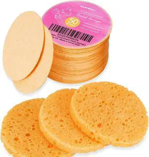 GAINWELL 50-Count Compressed Face Sponges, 100% Natural Wooden Cellulose Cosmetic Spa Sponge for Facial Cleansing, Exfoliating Mask, Makeup Removal GAINWELL 50-Count Compressed Face Sponges, 100% Natural Wooden Cellulose Cosmetic Spa Sponge for Facial Cleansing, Exfoliating Mask, Makeup Removal